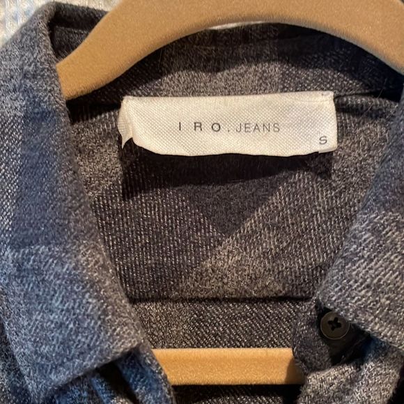 Iro Grey and Blue Plaid Shirt, Size S - Picture 6 of 7